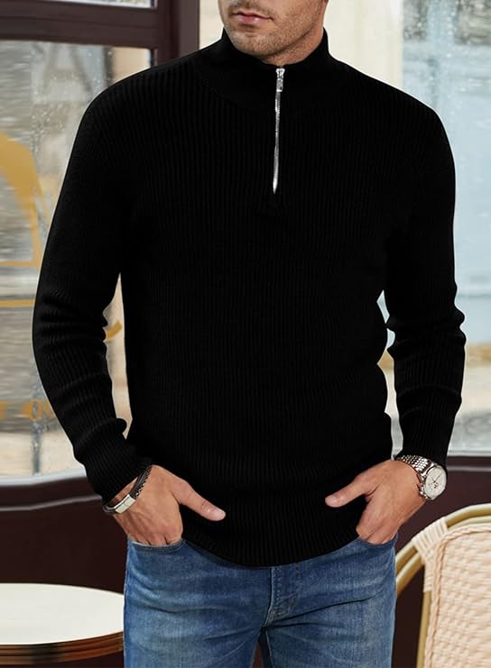 Half-zip Stand Collar Knitted Sweater for Men