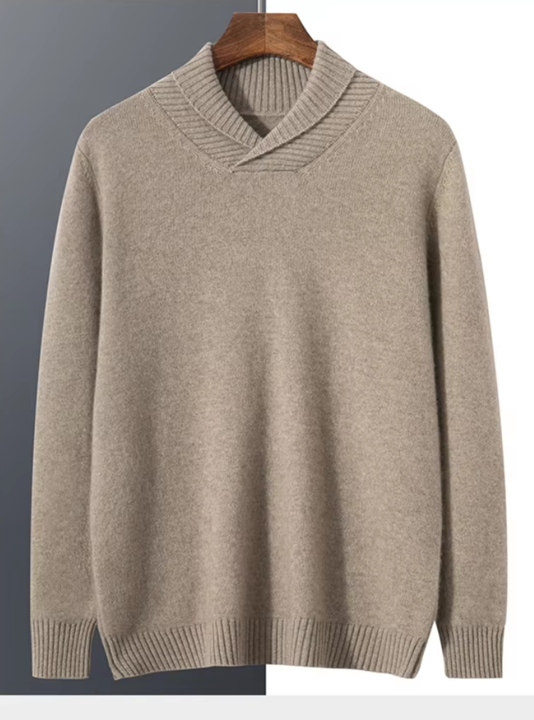 Warm V-neck Knitted Pullover for Men