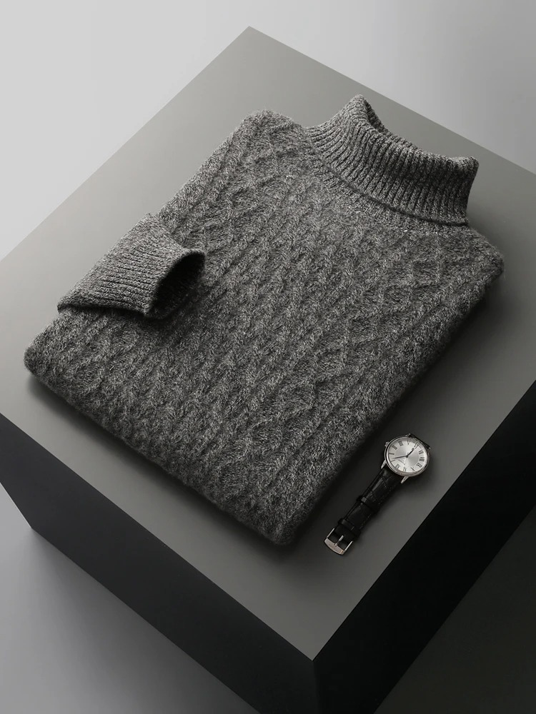 Thick Cable Knitting Pullover for Men