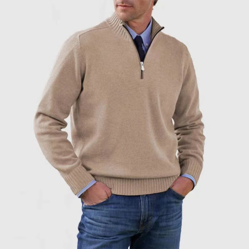 Warm Half-zip Turtleneck Knit Sweater for Men