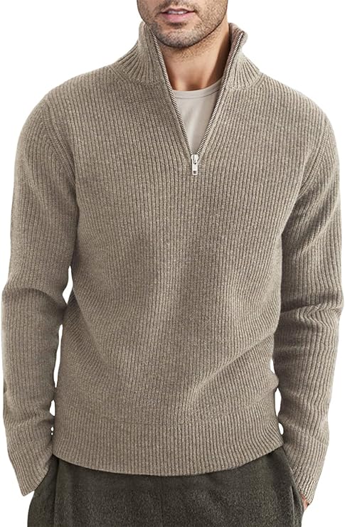 Half-zip Stand Collar Knitted Sweater for Men