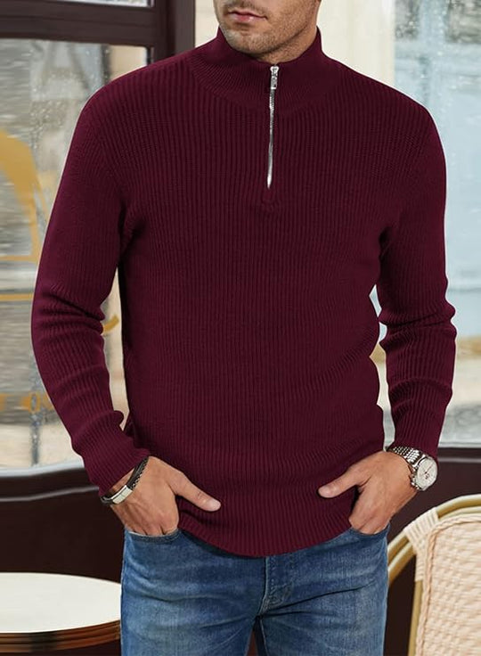 Half-zip Stand Collar Knitted Sweater for Men