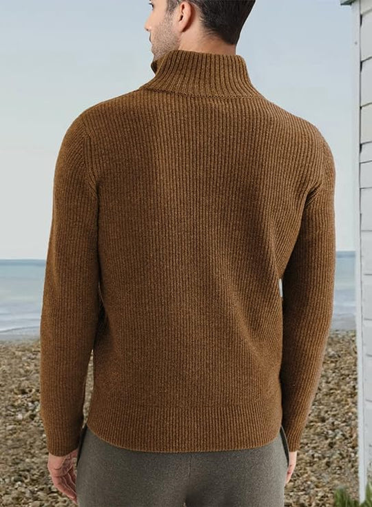 Half-zip Stand Collar Knitted Sweater for Men