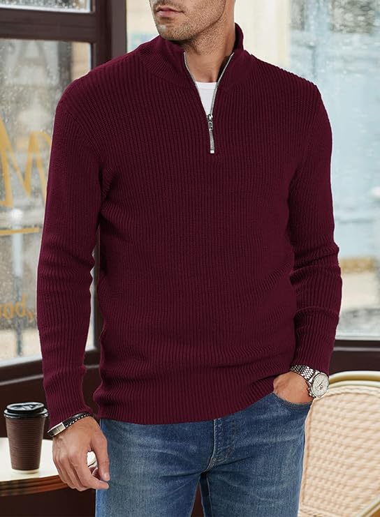 Half-zip Stand Collar Knitted Sweater for Men