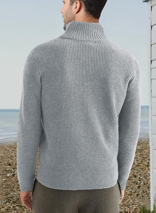 Half-zip Stand Collar Knitted Sweater for Men