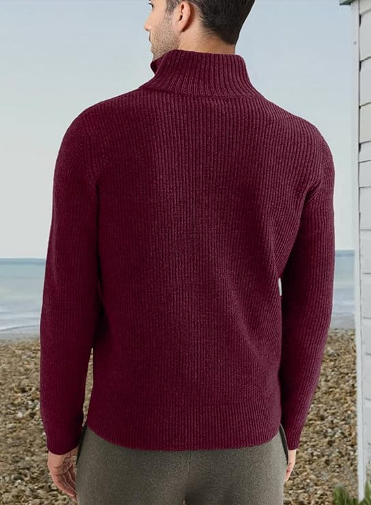 Half-zip Stand Collar Knitted Sweater for Men