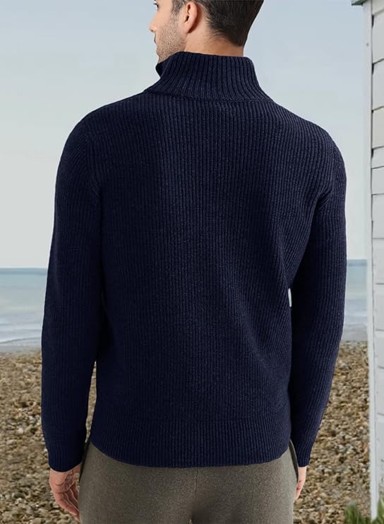 Half-zip Stand Collar Knitted Sweater for Men