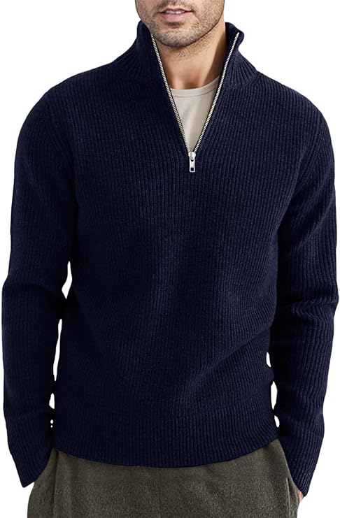 Half-zip Stand Collar Knitted Sweater for Men