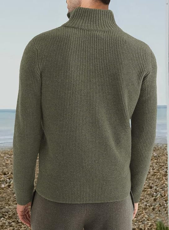 Half-zip Stand Collar Knitted Sweater for Men