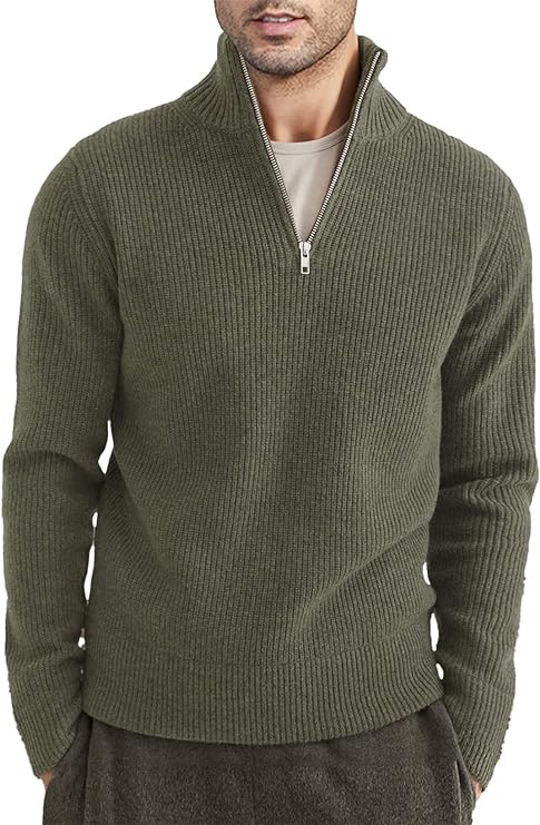 Half-zip Stand Collar Knitted Sweater for Men