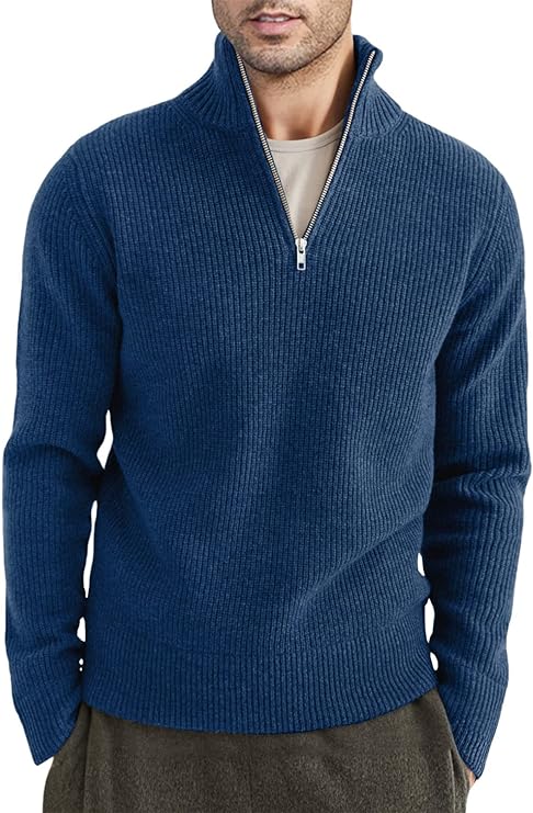 Half-zip Stand Collar Knitted Sweater for Men