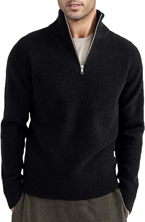 Half-zip Stand Collar Knitted Sweater for Men