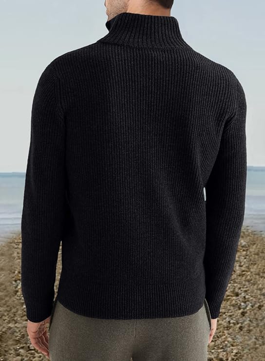 Half-zip Stand Collar Knitted Sweater for Men