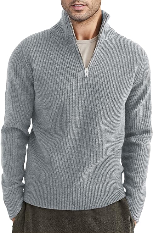 Half-zip Stand Collar Knitted Sweater for Men