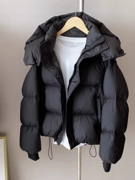 Fashionable Puffer Jacket with Hood for Women