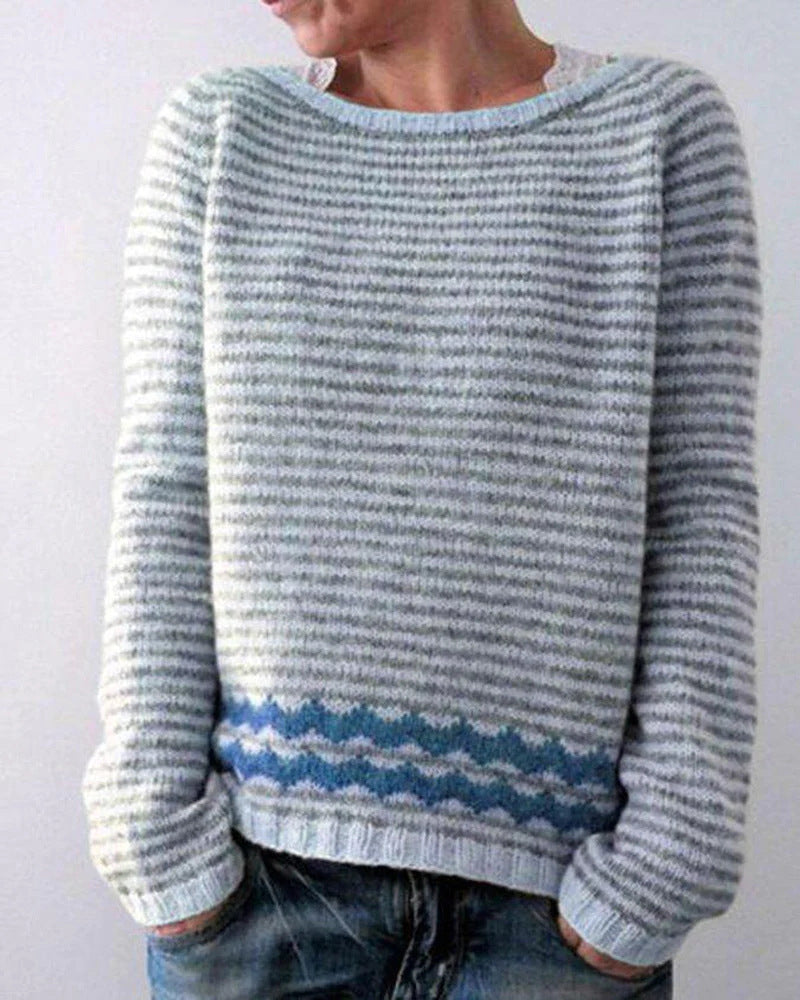 Vintage Printed Knit Sweater for Women