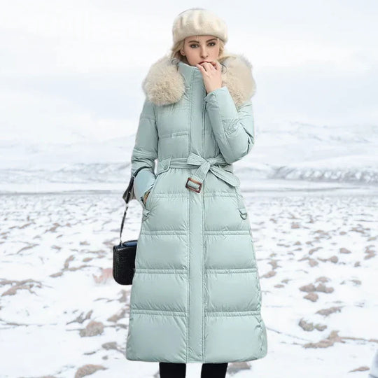 Slim Fit Long Parka Coat with Hood for Women