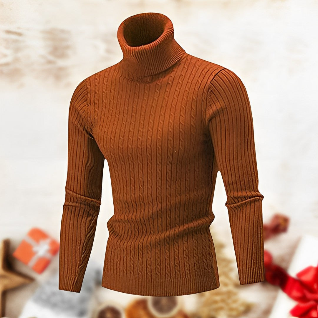 Slim-fit High-neck Collar Knit Pullover for Men