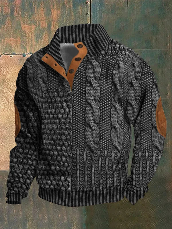 Baggy Button-Up Knitted Sweater for Men