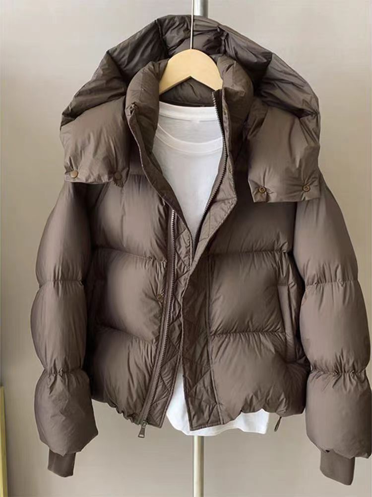 Fashionable Puffer Jacket with Hood for Women