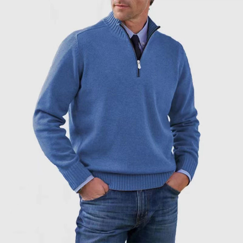 Warm Half-zip Turtleneck Knit Sweater for Men