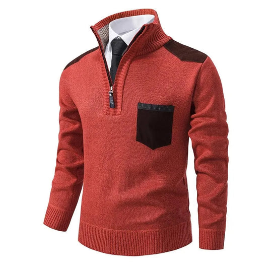 Modern Quarter-Zip Sweater with Pocket for Men