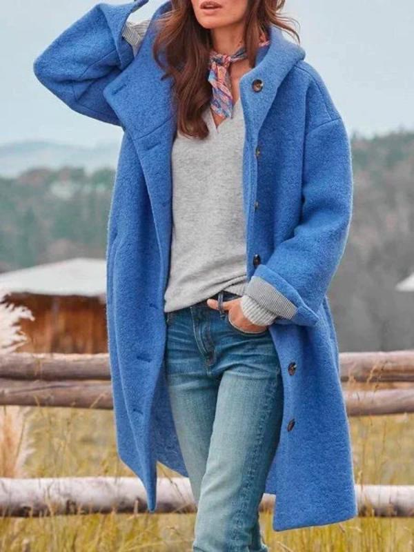 Single Breasted Coat with Buttons for Women