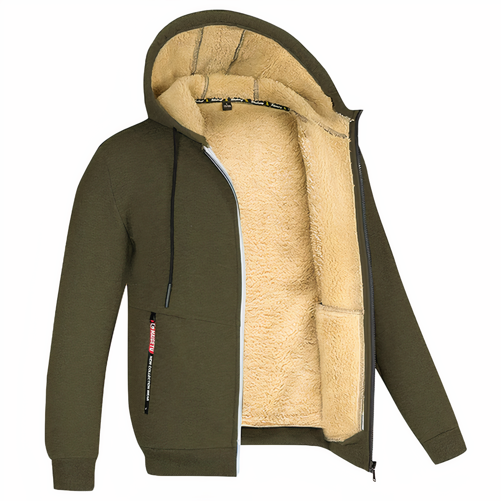 Casual Fleece-lined Hooded Jacket for Men