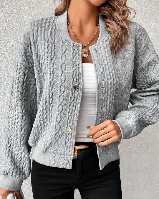 Cable Knit Cardigan with Clasp Button for Women