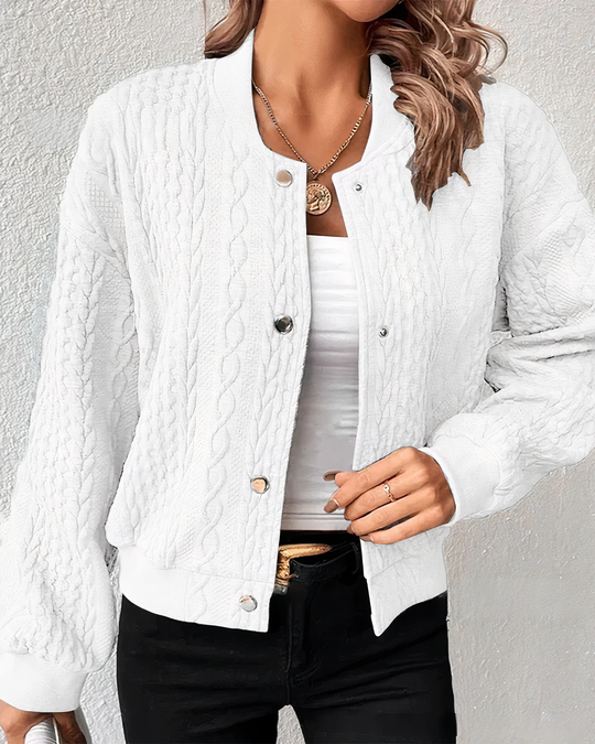 Cable Knit Cardigan with Clasp Button for Women