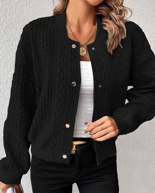 Cable Knit Cardigan with Clasp Button for Women