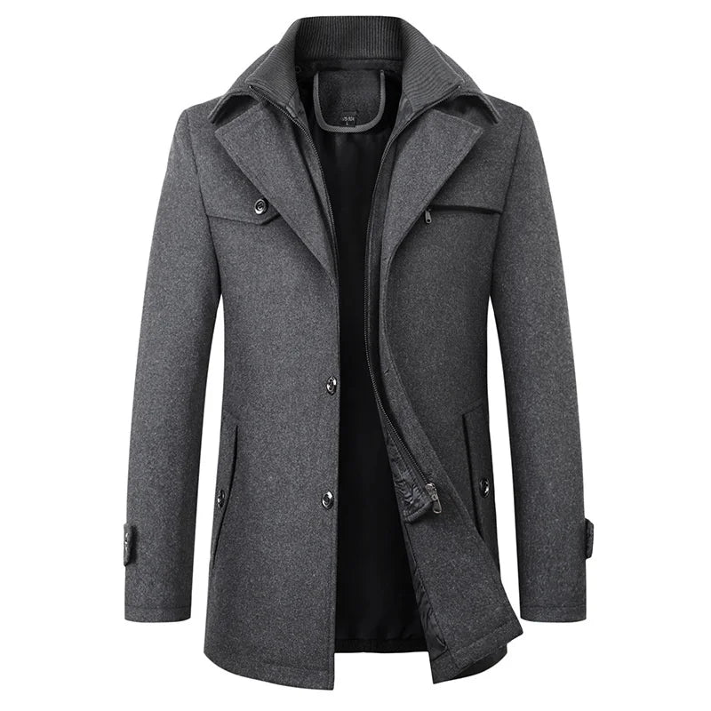 Classic Trench Coat with Zipper for Men