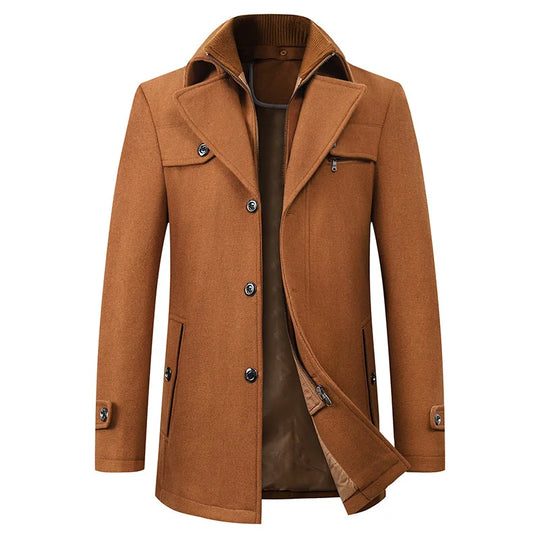 Classic Trench Coat with Zipper for Men