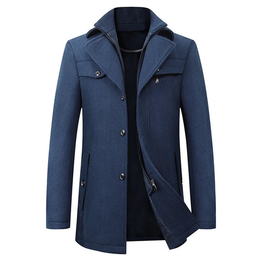 Classic Trench Coat with Zipper for Men