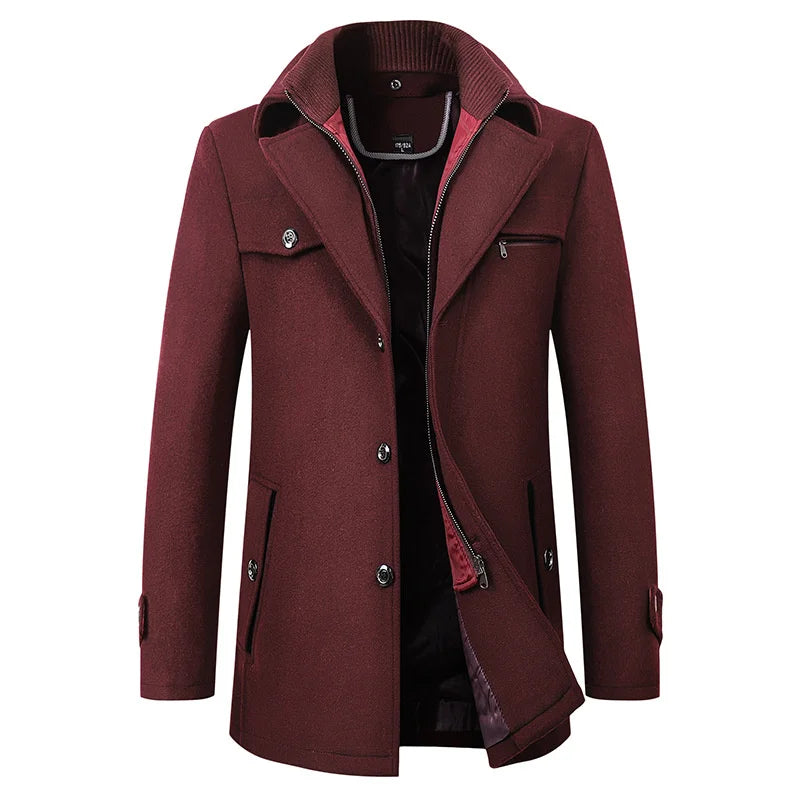 Classic Trench Coat with Zipper for Men