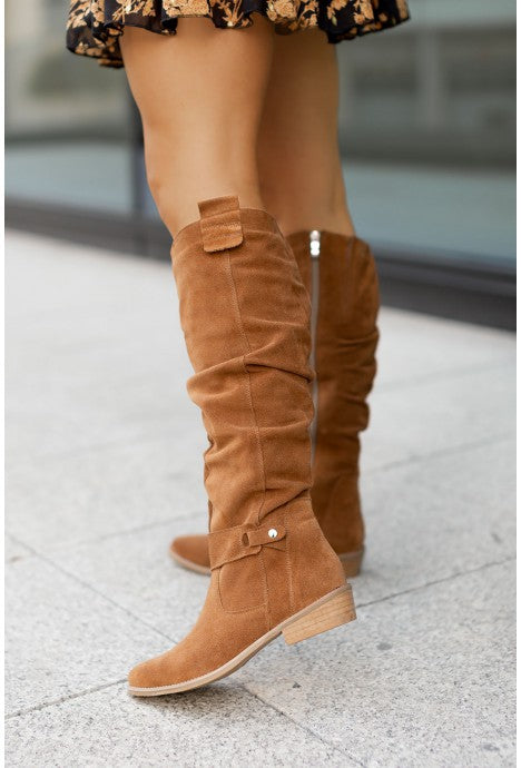 Retro High-Knee Boots with Zipper for Women