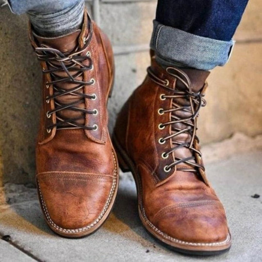 Lace-Up Leather Boots for Men