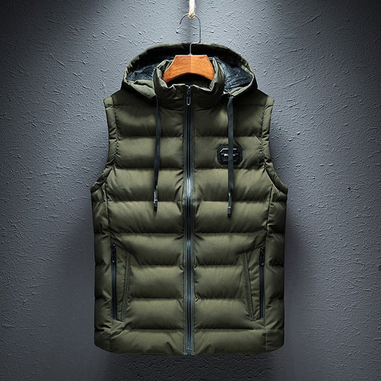 Warm Padded Vest with Drawstring for Men