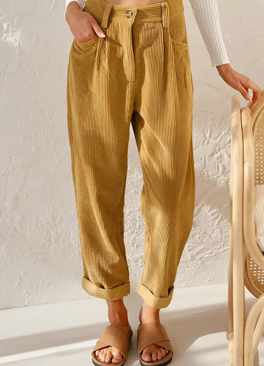 Stylish High Waist Corduroy Pants for Women