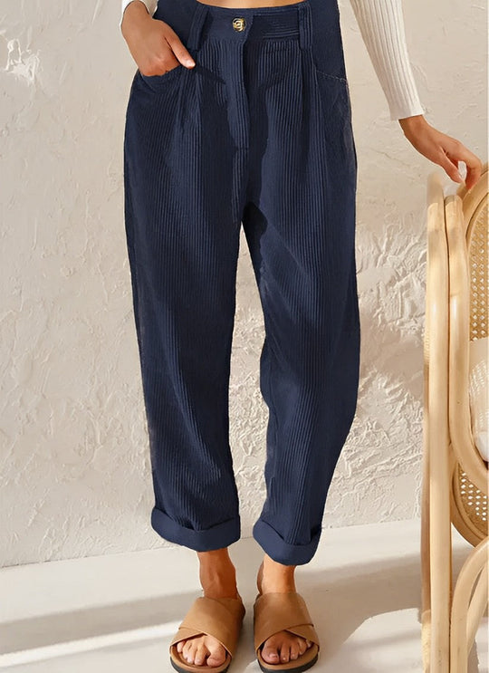 Stylish High Waist Corduroy Pants for Women