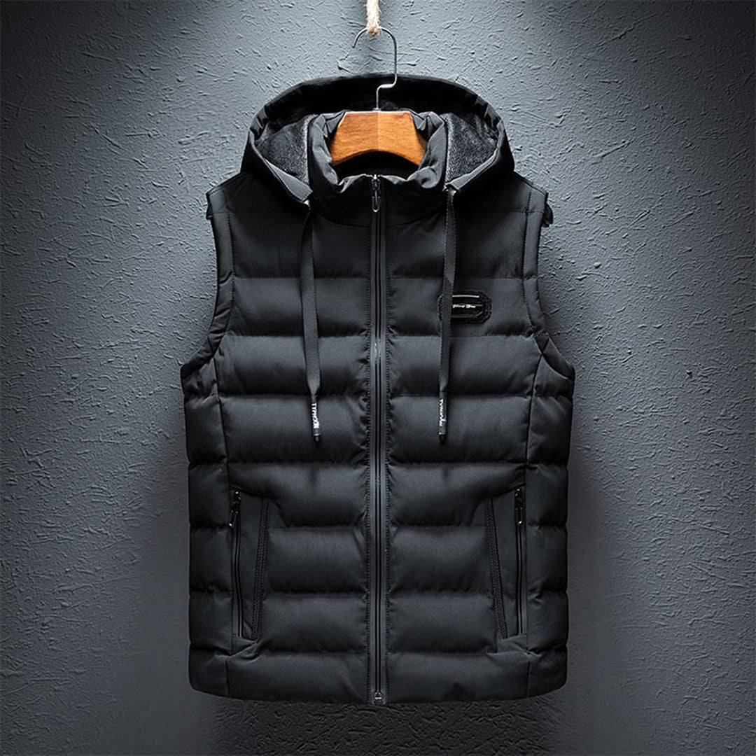 Warm Padded Vest with Drawstring for Men