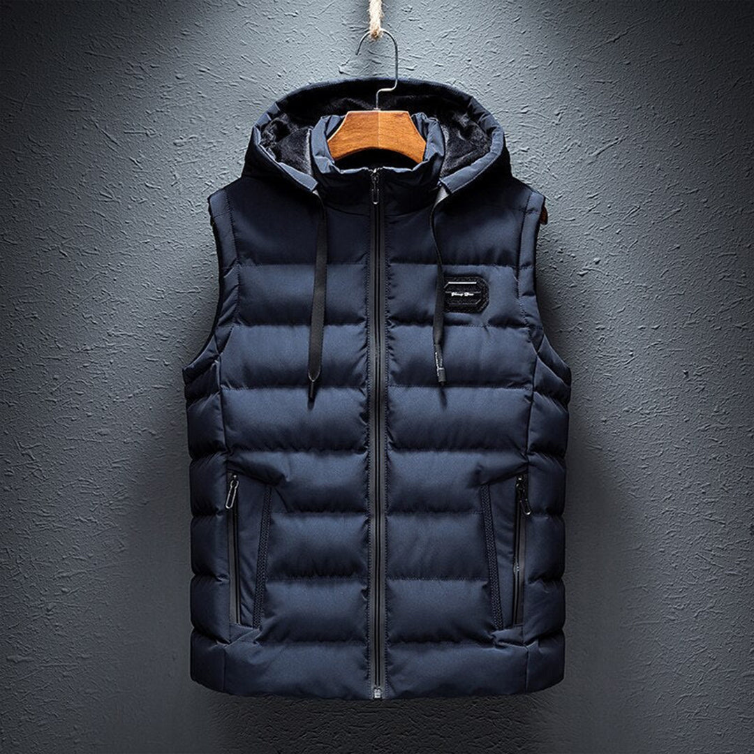 Warm Padded Vest with Drawstring for Men