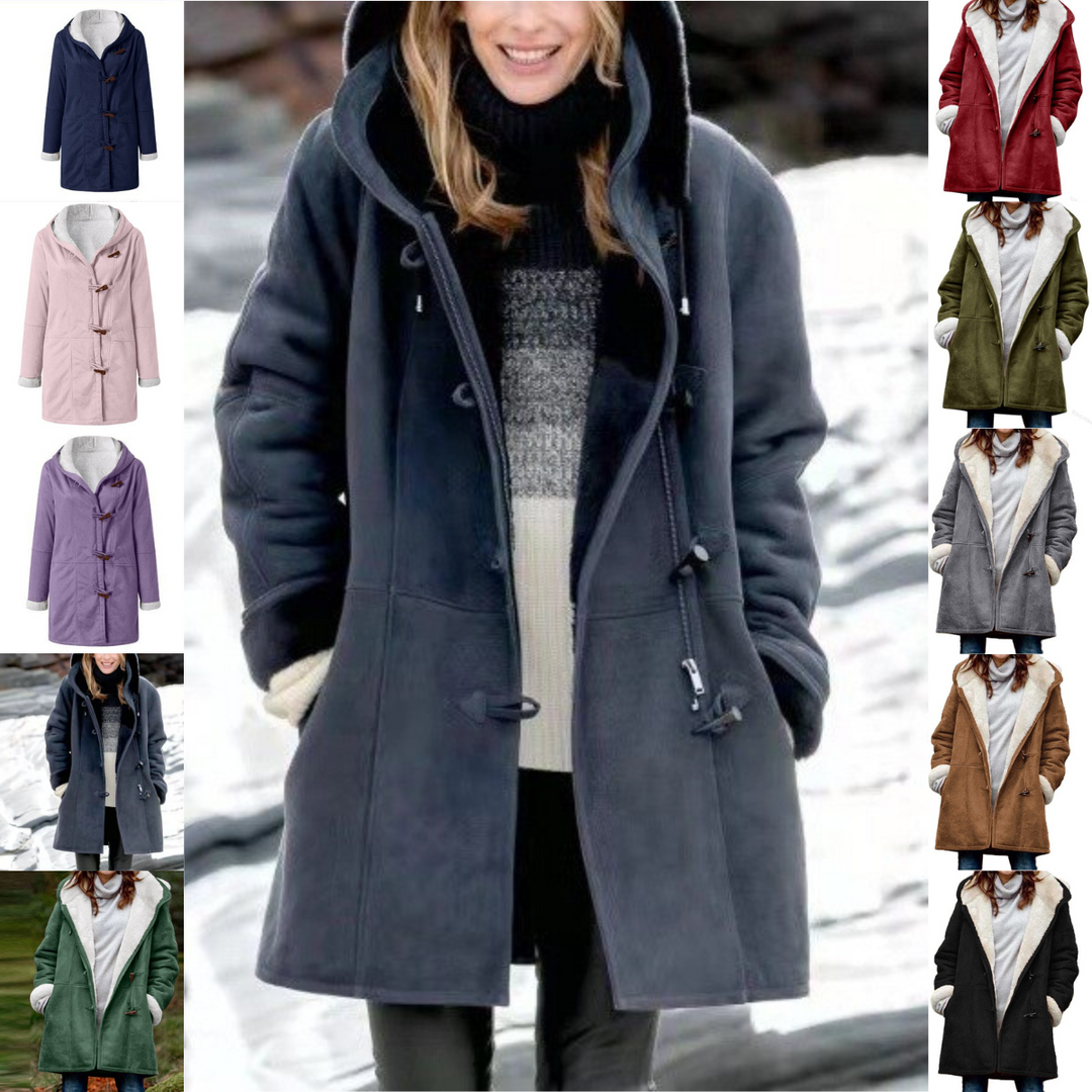 Casual Fleece Hooded Winter Jacket with Pockets for Women