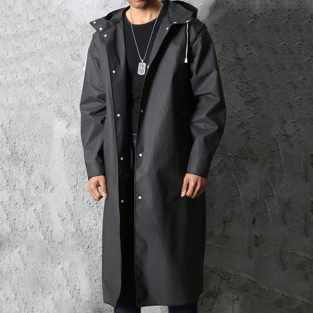 Waterproof Long Raincoat with Hood for Men