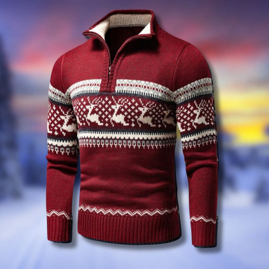 Half Zip Jacquard Winter Sweater for Men