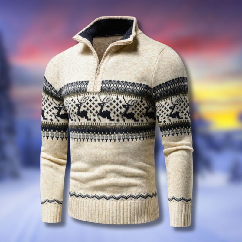 Half Zip Jacquard Winter Sweater for Men