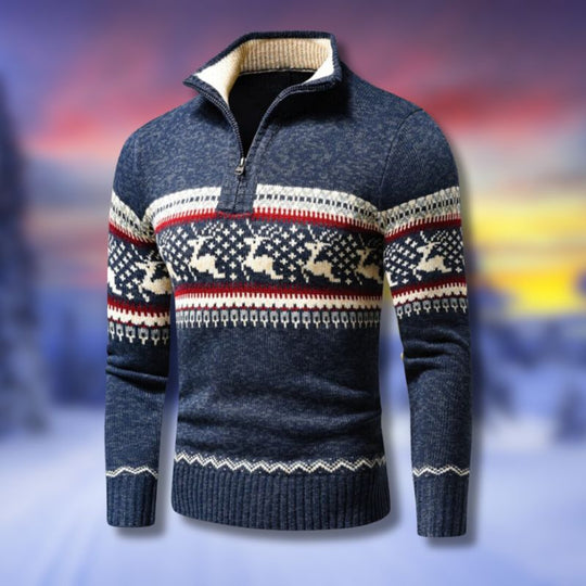 Half Zip Jacquard Winter Sweater for Men