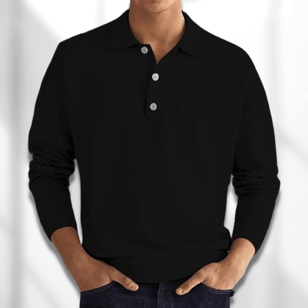 Classic Knit Polo Shirt with Button for Men