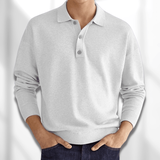 Classic Knit Polo Shirt with Button for Men