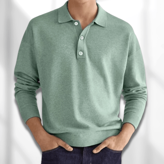 Classic Knit Polo Shirt with Button for Men